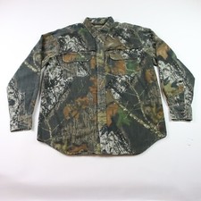 Field Staff Vented Camo Button Up Twill Hunting Shirt M Mossy Oak