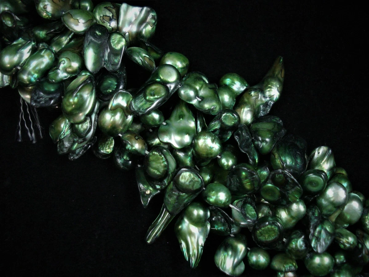 Green freshwater pearls sale