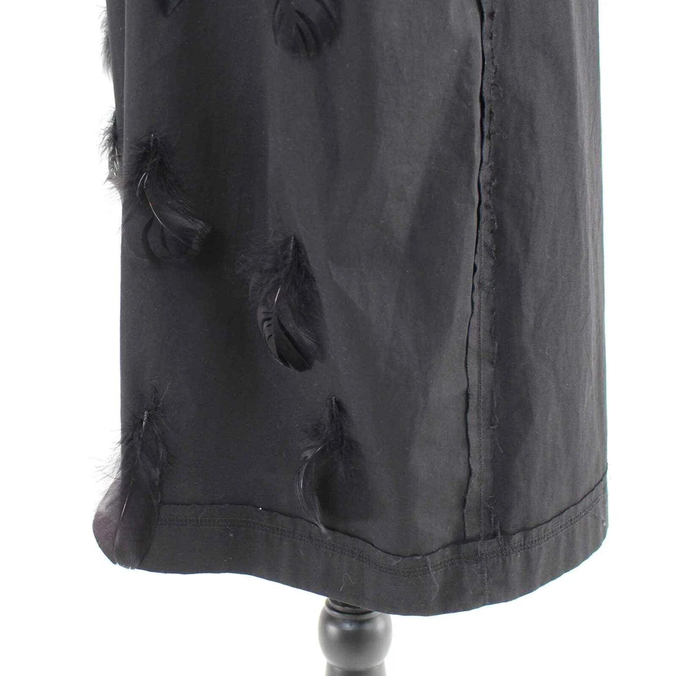 Vestido Camisa Bottega Veneta Negro Embellecido con Plumas 42 Cuero Manga Corta M Foto 4 de 4