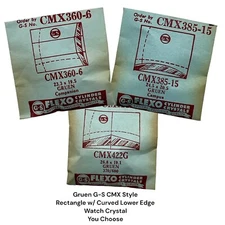 Gruen Watch Crystal x 1 G-S CMX Style Rectangle 1940-1960 VTG NOS