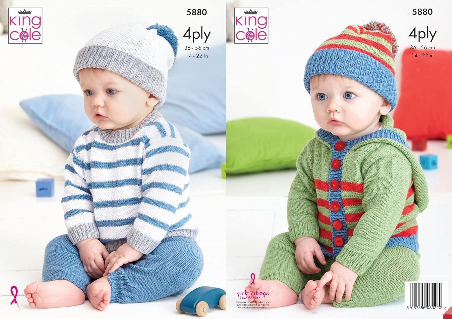 King Cole Baby 4 Ply Knitting Pattern - 5880 Sweater, Hoodie,Trousers & Hat - Image 2