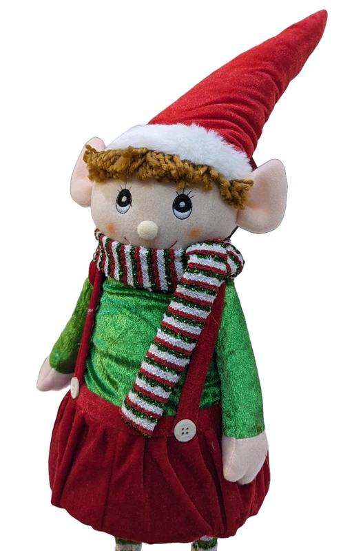 Elfo Gnomo Aiutante di Babbo Natale Busto a Molla Bimbo Bambino Natalizio 70 cm, fotografia 9 di 10