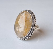 Golden Rutile Gemstone Ultimate 925 Sterling Silver Handmade Gift Ring PG1943
