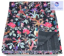 Indian Handmade Quilt Vintage Kantha Bedspread Throw Cotton Blanket Queen Gudari