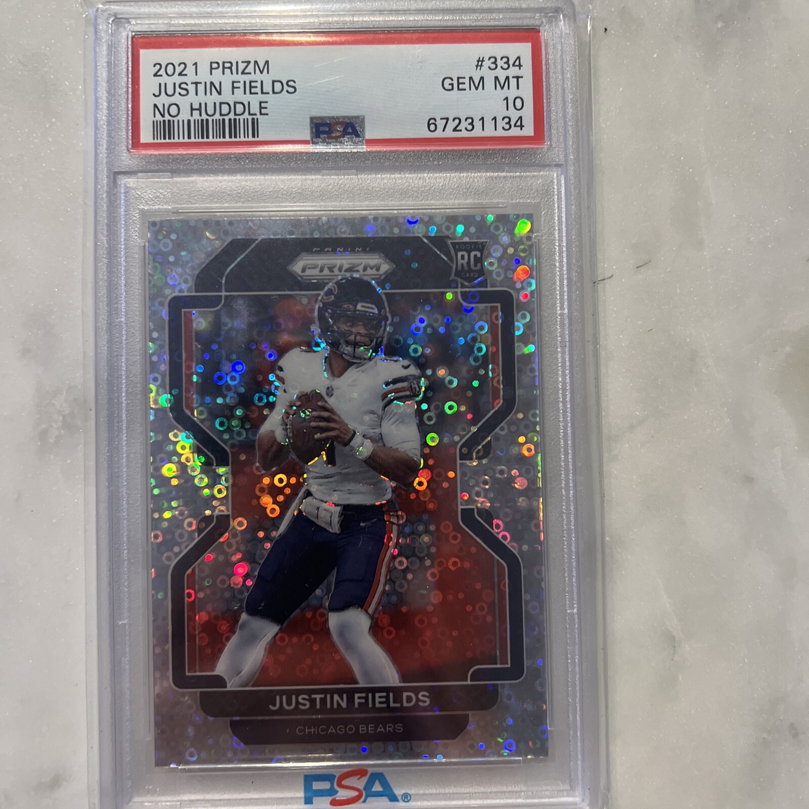 2021 Justin Fields RC #334 No Huddle Prizm Psa 10 Gem Mint!