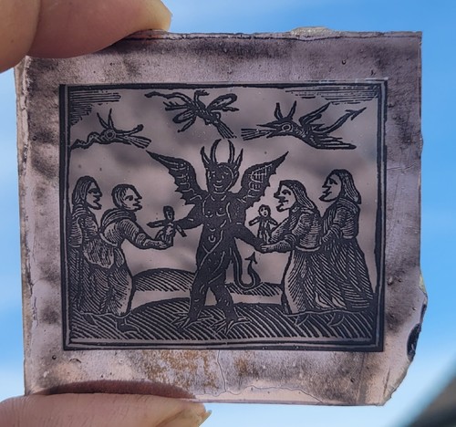 Stained glass Witches & Devil traditional kiln fired piece witches occult satan