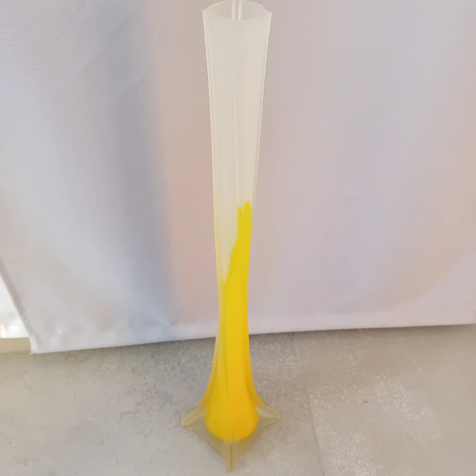 Stangenvase gelb Glasvase Rosenvase Solifleur Orchideenvase Vase vintage 50 cm - Bild 2 von 4