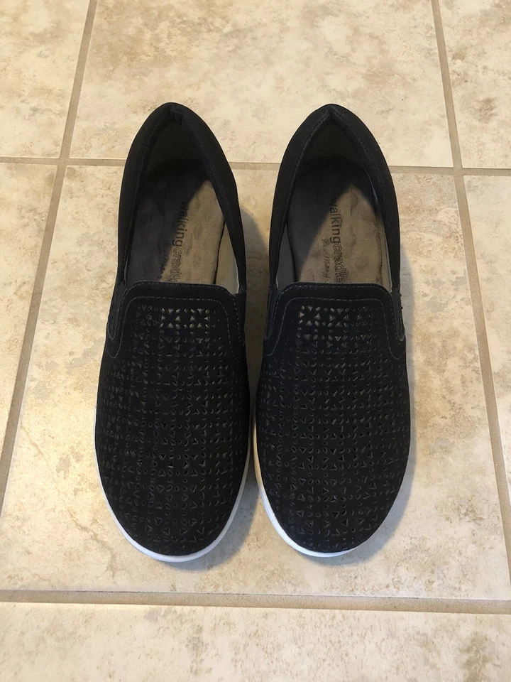 Zapatillas sin cordones negras Orleans con cunas para caminar ligeramente usadas talla 7,5 W Foto 2 de 4