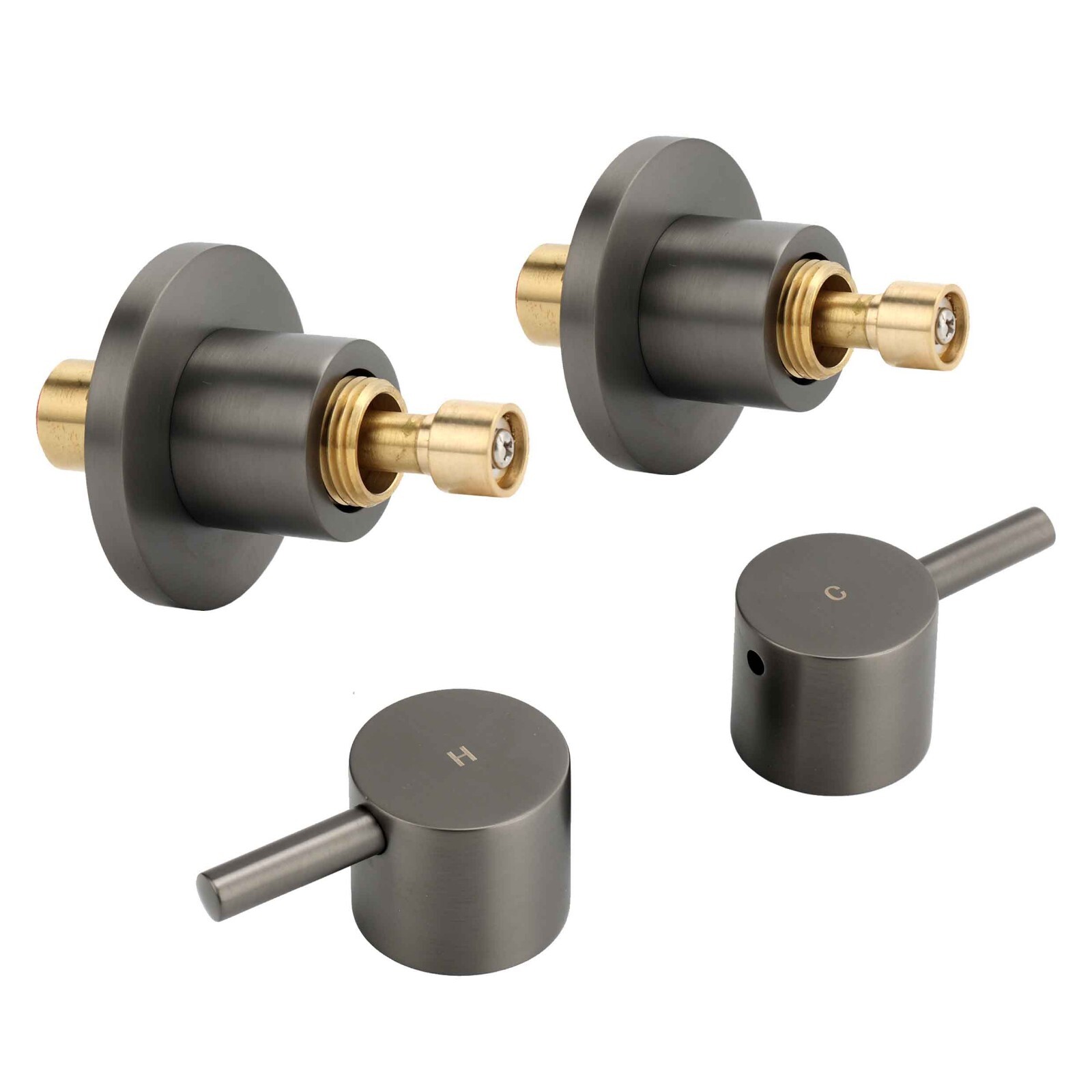 Gun Metal 1/4 Turn Bathroom Cold Hot Tap Separate Shower Mixer Double Handles eBay