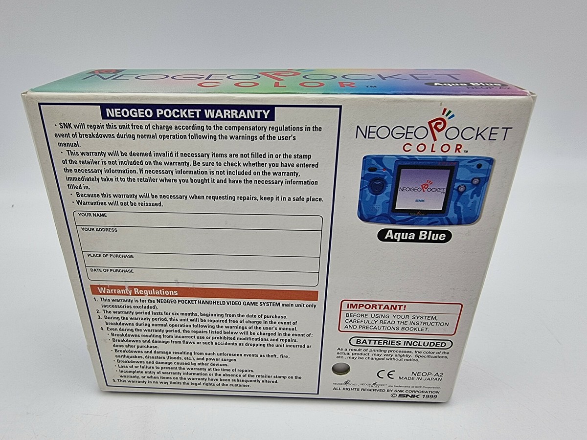 Console Portable SNK Neo Geo Pocket - Coloris Aqua Blue - Comme Neuve En Boîte - Édition Japon