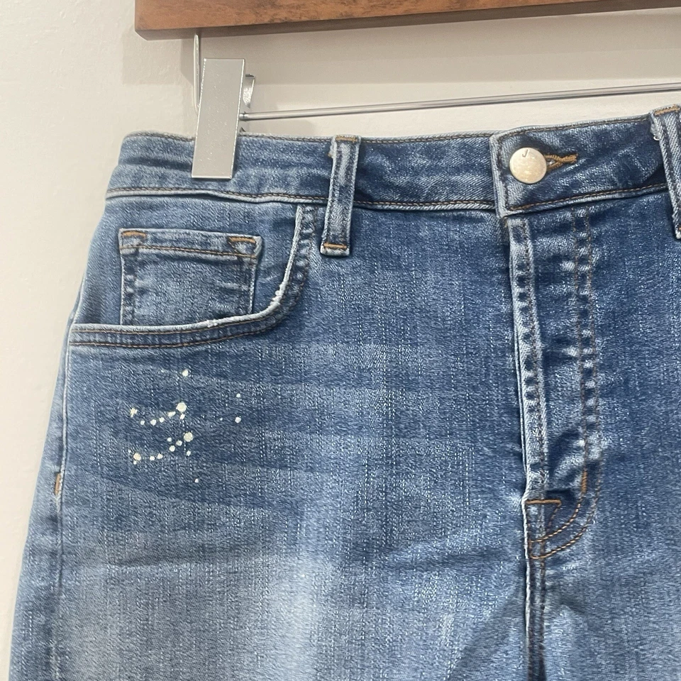 Pantalones Cortos de Jean Nuevos con Etiquetas Marca J Gracie Tiro Alto Botón Mosca Azul Envejecido Talla 29 Foto 3 de 4