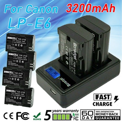 LP E6 LPE6 LP-E6 E6N 2/4X Akku / Ladegerät Für Canon EOS 5DS R 5D Mark II Kamera