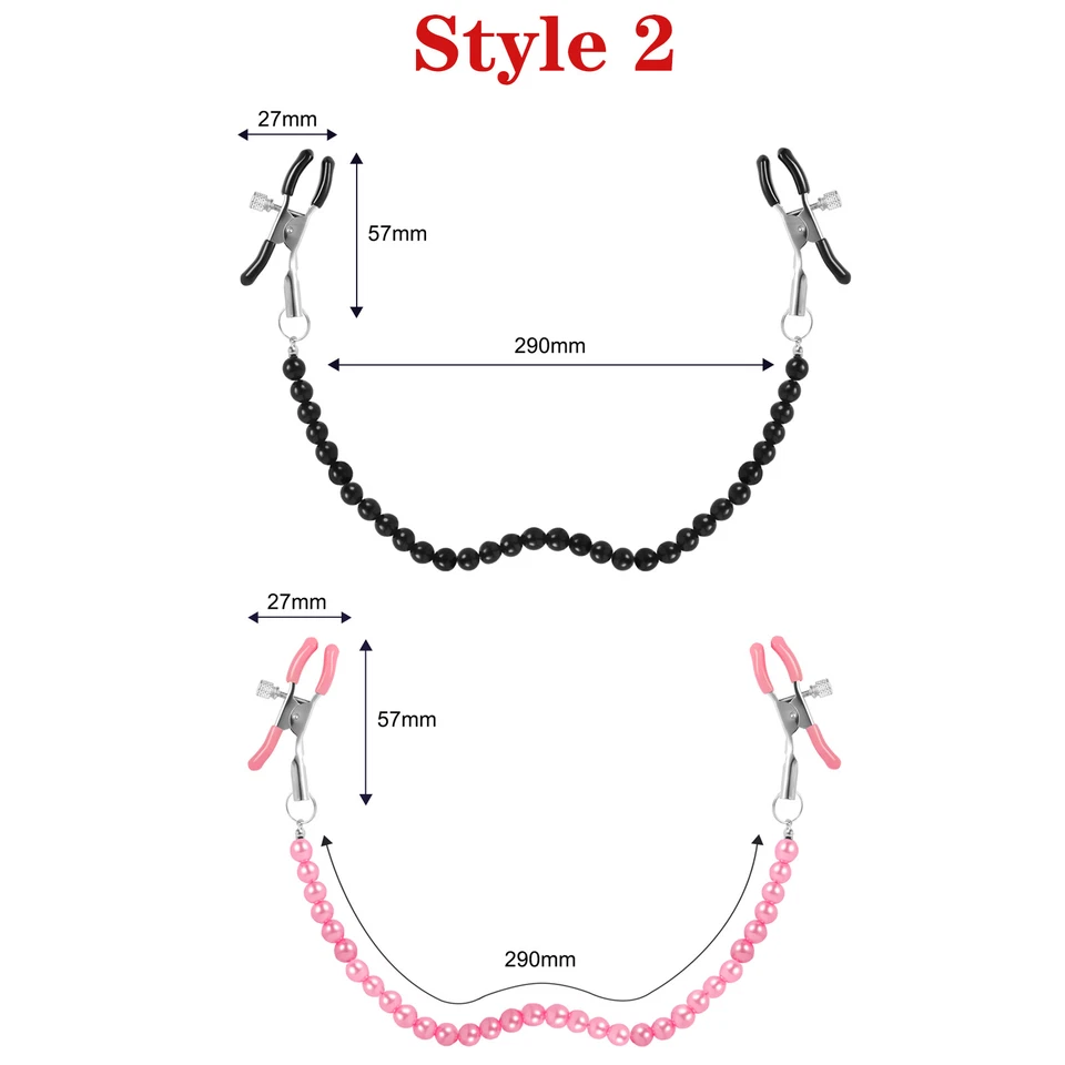 Abrazadera de pezón de acero inoxidable ajustable de 1 pieza abrazadera de cadena de perlas para mujer SM Foto 3 de 4