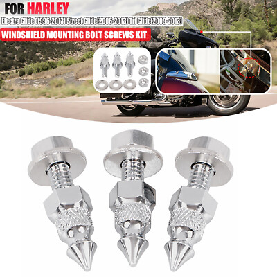 US Chrome Spiked Windshield Mount Bolt For Harley Electra Glide EFI FLHTI FLHT