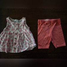 girl 4/5 set tank and shorts white pink