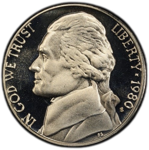 Jefferson Nickel 1980 S PCGS Graded PR 70 Deep Cameo Uncirculated 5c - 第 5/12 張圖片