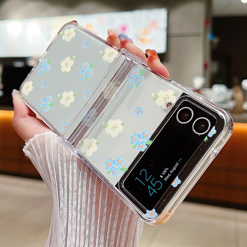 For Samsung Z Flip6 Flip5 4 3 Colourful Flower Clear Case Shockproof Hinge Cover - Picture 10 of 18