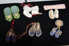 VINTAGE miniature 2.1/2" BEADED MOCCASINS buckskin PIN brooch Seed Bead Carcross