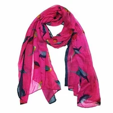 Wrapables Soft Viscose Bird Print Multi-Style Scarf Wrap Shawl Sarong, Magenta