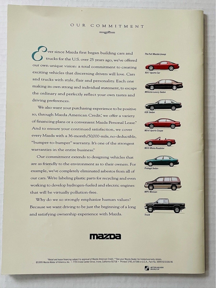 マルタページ 1996 Mazda 626 DX LX ES Sedan Sales Brochure Dealer Model Catalog