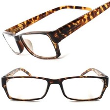 Tortoise Modern Stylish Hot Mens Womens Fashion Rectangle Clear Lens Eye Glasses