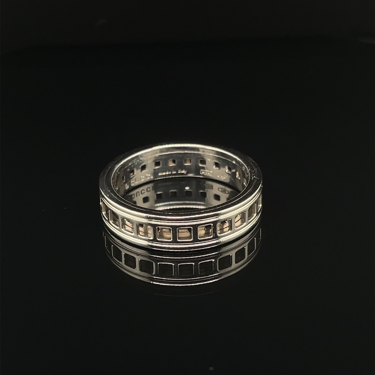 GUCCI VINTAGE 18K White Gold 750 ITALY SPINNER BAND RING | eBay GUCCI VINTAGE 18K White Gold 750 ITALY SPINNER BAND RING | eBay