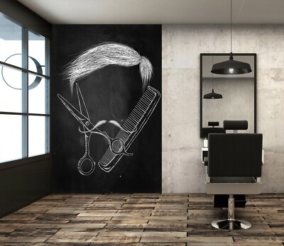 3D Long Comb J2174 Hair Cut Barber Shop Wallpaper Mural Wall Print Murals Erin