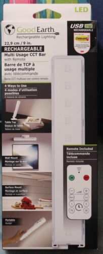 Good Earth 9" wiederaufladbare USB Plug-in LED Unterbau Lichtleiste | Fernbedienung Neu im Karton