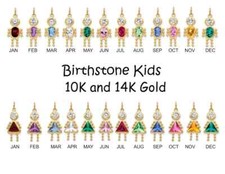 REAL 10K GOLD Birthstone Kids Charms Pendants Boy January to December .7"x .4"