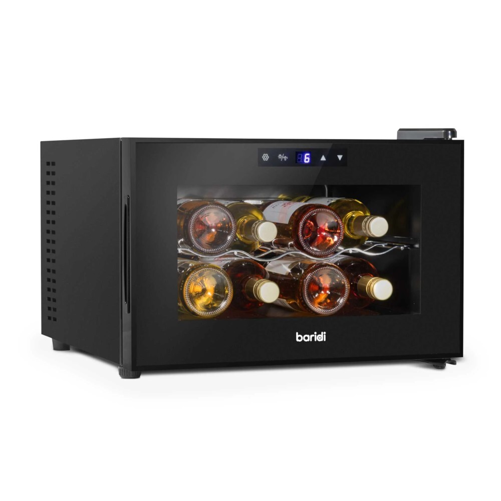 Wine Cooler Drinks Fridge, 8 Bottle, Touch Controls, Black, Baridi DH218 A