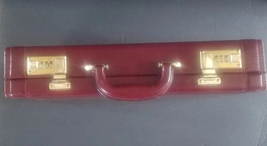 Maletín vintage Oleg Cassini de cuero de lujo borgoña conjunto de bloqueo Foto 3 de 4