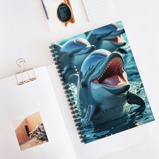 Realistic Three Dolphins Notebook I Smiling Ocean Wildlife