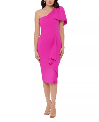 betsy & adam one-shoulder bow sheath dress Betsy & Adam Women's One Shoulder Bow Sheath Dress Pink Size 10 NWT