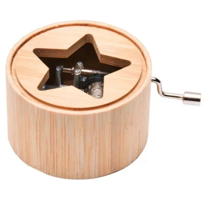 KURBELWERK Spieluhr aus Bambus, Christmas Edition mit Stern, verschiedene Melodien