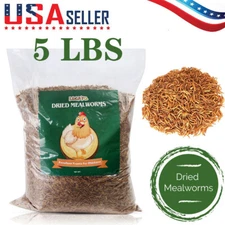 Dried Mealworms for Birds Chickens Hamster Fish Reptile Turtles 5 lbs Mealworms