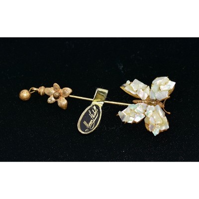 Miriam Haskell Mother of Pearl Whimsical Butterfly Jabot Stickpin Brooch NEW!!!