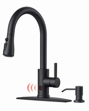 FORIOUS Black Touchless Kitchen Faucet with Soap Dispenser, Hands-Free, Smart...