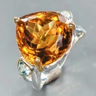Handmade 12 ct+ Natural Citrine Quartz Ring 925 Sterling Silver Size 8 /R439917