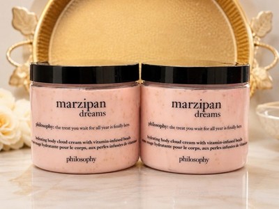 Philosophy Hydrating Body Cloud Cream MARZIPAN DREAMS Vitamin Beads 16 oz X2