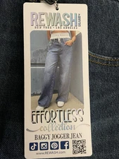 Rewash Baggy Jogger Jeans Size 11/30 Blue Effortless Denim Low Pro Pull On NEW