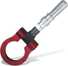 Car Front Bumper Tow Hook, Trailer Grappling Hook with Screw-in Design, Red