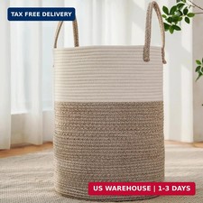 JMvicyroam Large Woven Laundry Basket Hamper,60L Cotton Rope Storage Bin for Bla