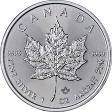2022 Canada 1 Ounce Silver - 5 Maple Leaf - BU - STOCK