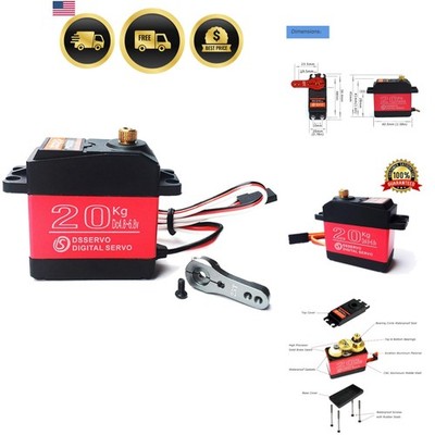 High Torque Waterproof Digital Servo 20KG Metal Gear Control Angle 270° For RC
