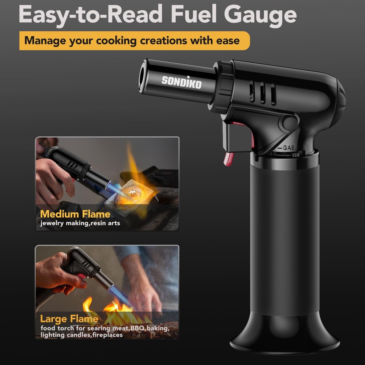Sondiko Butane Torch with Fuel Gauge S907 Refillable Soldering