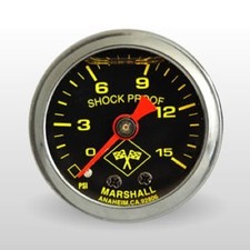 Marshall Fuel Pressure Gauge Mns00015 0-15 Psi 1-12 In. Liquid Filled Blkchrm