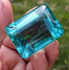 Certified 300 Ct Natural Brazilian Sky Blue Emerald Cut Topaz Loose Gemstone
