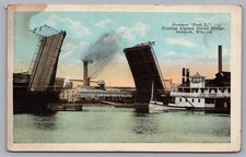 Steamer Paul L Passing Algoma Street Bridge Oshkosh WI Posted Postcard TS-218