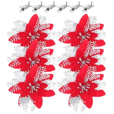 6 Pcs Décorations D'arbre À Paillettes De Couronne Noël Vacances - Photo 1/4