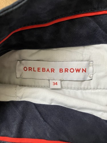 Orlebar Brown Griffon Slim-Fit Navy Blue 100% Cotton Trousers Size W34 L31 - Picture 2 of 17